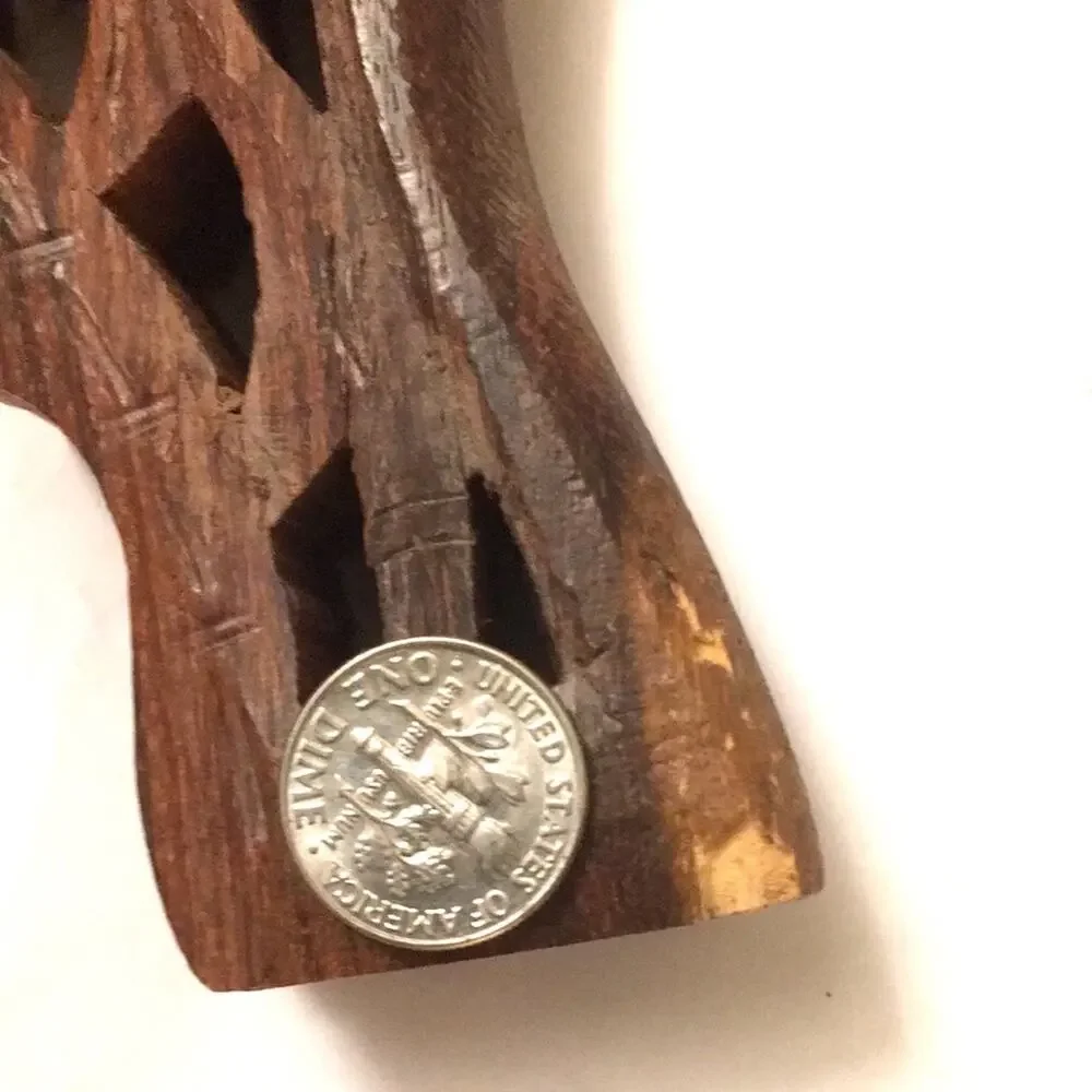 Vintage wooden handcrafted carved book holder tray